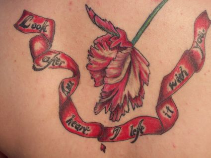 Rose And Ribban Tattoo